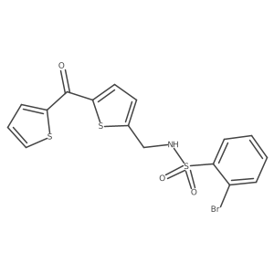 2-bromo-N-((5-(thiophene-2-carbonyl)thiophen-2-yl)methyl)benzenesulfonamide结构式