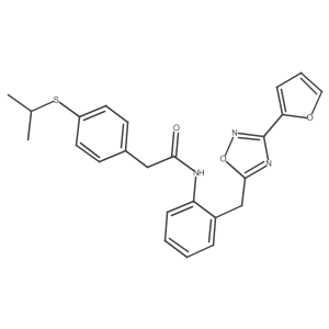 N-(2-((3-(furan-2-yl)-1,2,4-oxadiazol-5-yl)methyl)phenyl)-2-(4-(isopropylthio)phenyl)acetamide结构式