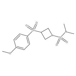 3-((4-methoxyphenyl)sulfonyl)-N,N-dimethylazetidine-1-sulfonamide结构式