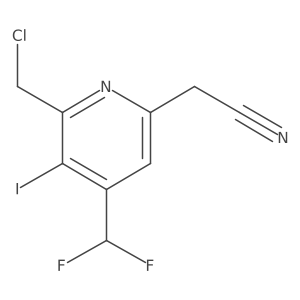 2-(Chloromethyl)-4-(difluoromethyl)-3-iodopyridine-6-acetonitrile Structure
