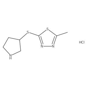 2-Methyl-5-(pyrrolidin-3-ylsulfanyl)-1,3,4-thiadiazole hydrochloride Structure