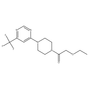 2-Ethoxy-1-(4-(6-(trifluoromethyl)pyrimidin-4-yl)piperazin-1-yl)ethanone结构式