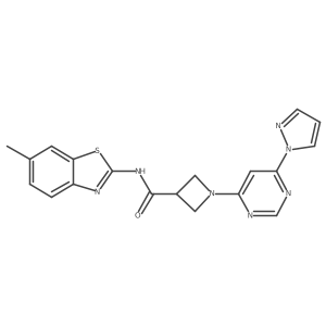 1-(6-(1H-pyrazol-1-yl)pyrimidin-4-yl)-N-(6-methylbenzo[d]thiazol-2-yl)azetidine-3-carboxamide Structure