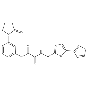 N-({[2,3'-bifuran]-5-yl}methyl)-N'-[3-(2-oxopyrrolidin-1-yl)phenyl]ethanediamide结构式