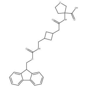 3-(2-{3-[({[(9H-fluoren-9-yl)methoxy]carbonyl}amino)methyl]cyclobutyl}acetamido)oxolane-3-carboxylic acid Structure