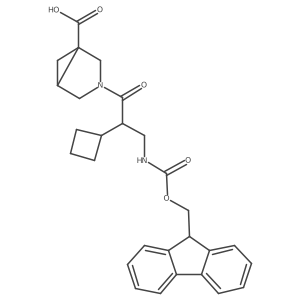 3-[2-cyclobutyl-3-({[(9H-fluoren-9-yl)methoxy]carbonyl}amino)propanoyl]-3-azabicyclo[3.1.0]hexane-1-carboxylic acid结构式
