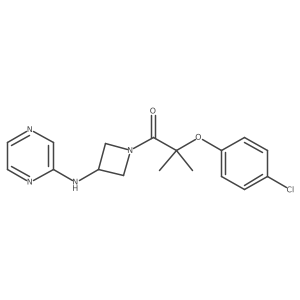 2-(4-Chlorophenoxy)-2-methyl-1-(3-(pyrazin-2-ylamino)azetidin-1-yl)propan-1-one Structure