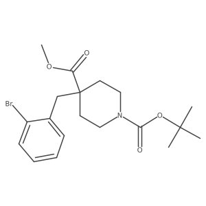 1-(Tert-butyl) 4-methyl 4-(2-bromobenzyl)piperidine-1,4-dicarboxylate结构式