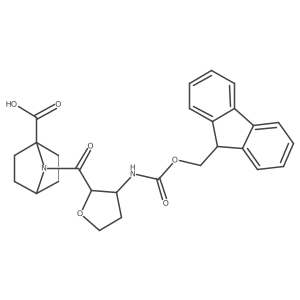 rac-7-[(2R,3S)-3-({[(9H-fluoren-9-yl)methoxy]carbonyl}amino)oxolane-2-carbonyl]-7-azabicyclo[2.2.1]heptane-1-carboxylic acid结构式
