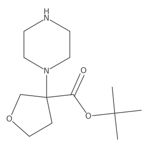 Tert-butyl 3-(piperazin-1-yl)oxolane-3-carboxylate结构式