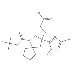2-{[3-(4-bromo-1-methyl-1H-imidazol-2-yl)-1-[(tert-butoxy)carbonyl]-1-azaspiro[4.4]nonan-3-yl]oxy}acetic acid Structure