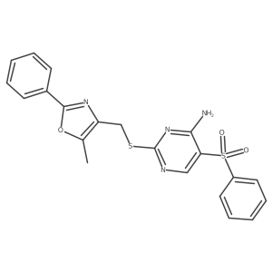 5-(Benzenesulfonyl)-2-{[(5-methyl-2-phenyl-1,3-oxazol-4-yl)methyl]sulfanyl}pyrimidin-4-amine结构式