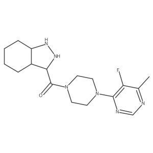 2,3,3a,4,5,6,7,7a-octahydro-1H-indazol-3-yl-[4-(5-fluoro-6-methylpyrimidin-4-yl)piperazin-1-yl]methanone结构式