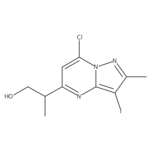 2-(7-Chloro-3-iodo-2-methylpyrazolo[1,5-a]pyrimidin-5-yl)propan-1-ol结构式