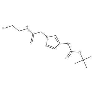tert-butyl N-(1-{[(2-hydroxyethyl)carbamoyl]methyl}-1H-pyrazol-4-yl)carbamate Structure