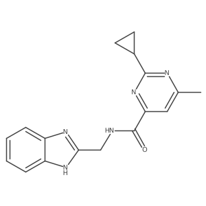 N-[(1H-1,3-benzodiazol-2-yl)methyl]-2-cyclopropyl-6-methylpyrimidine-4-carboxamide结构式