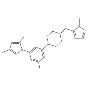 4-(3,5-dimethyl-1H-pyrazol-1-yl)-2-methyl-6-{4-[(1-methyl-1H-1,2,4-triazol-5-yl)methyl]piperazin-1-yl}pyrimidine Structure