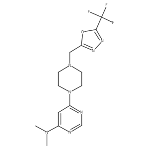 N,N-dimethyl-6-(4-{[5-(trifluoromethyl)-1,3,4-oxadiazol-2-yl]methyl}piperazin-1-yl)pyrimidin-4-amine结构式