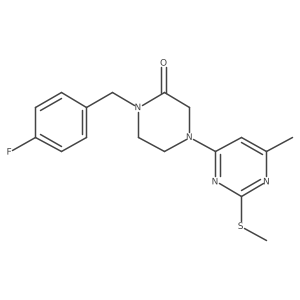 1-[(4-Fluorophenyl)methyl]-4-[6-methyl-2-(methylsulfanyl)pyrimidin-4-yl]piperazin-2-one结构式