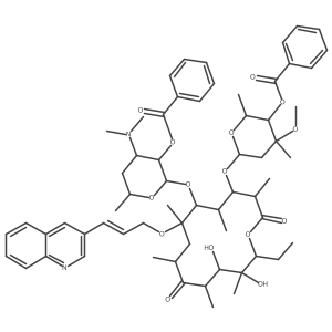 Erythromycin, 6-O-[3-(3-quinolinyl)-2-propenyl]-, 2a(2),4a(2)a(2)-dibenzoate Structure