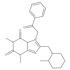 1,3-dimethyl-8-[(2-methylpiperidin-1-yl)methyl]-7-phenacyl-5H-purin-7-ium-2,6-dione Structure