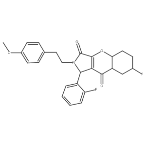 7-fluoro-1-(2-fluorophenyl)-2-[2-(4-methoxyphenyl)ethyl]-4a,5,6,7,8,8a-hexahydro-1H-chromeno[2,3-c]pyrrole-3,9-dione结构式