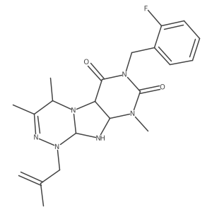 7-[(2-fluorophenyl)methyl]-3,4,9-trimethyl-1-(2-methylprop-2-enyl)-5a,9a,10,10a-tetrahydro-4H-purino[8,7-c][1,2,4]triazine-6,8-dione Structure