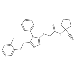 N-(1-cyanocyclopentyl)-2-({5-[(2-methylphenoxy)methyl]-4-phenyl-4H-1,2,4-triazol-3-yl}sulfanyl)acetamide结构式