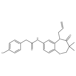 N-(5-allyl-3,3-dimethyl-4-oxo-2,3,4,5-tetrahydrobenzo[b][1,4]oxazepin-7-yl)-2-(4-chlorophenyl)acetamide结构式