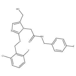 2-(2-{[(2-chloro-6-fluorophenyl)methyl]sulfanyl}-5-(hydroxymethyl)-1H-imidazol-1-yl)-N-[(4-fluorophenyl)methyl]acetamide Structure