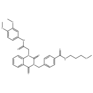 4-((1-(2-((3,4-dimethoxyphenyl)amino)-2-oxoethyl)-2,4-dioxo-1,2-dihydroquinazolin-3(4H)-yl)methyl)-N-(3-methoxypropyl)benzamide Structure