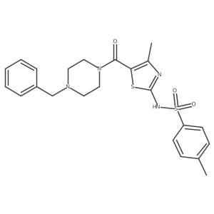 Benzenesulfonamide, 4-methyl-N-[4-methyl-5-[[4-(phenylmethyl)-1-piperazinyl]carbonyl]-2-thiazolyl]-结构式