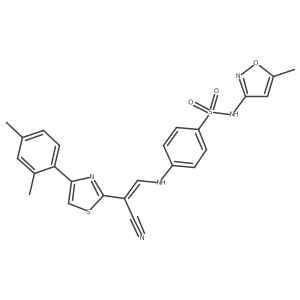 4-{[(1Z)-2-cyano-2-[4-(2,4-dimethylphenyl)-1,3-thiazol-2-yl]eth-1-en-1-yl]amino}-N-(5-methyl-1,2-oxazol-3-yl)benzene-1-sulfonamide Structure