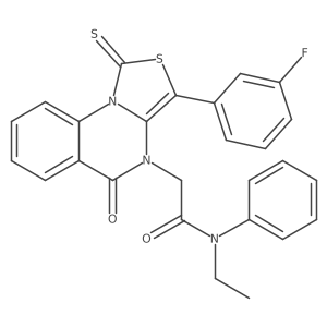 N-ethyl-2-(3-(3-fluorophenyl)-5-oxo-1-thioxo-1H-thiazolo[3,4-a]quinazolin-4(5H)-yl)-N-phenylacetamide结构式