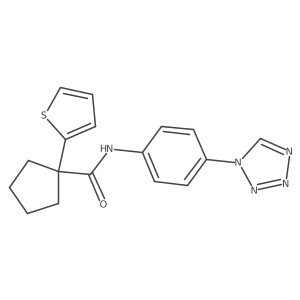 N-(4-(1H-tetrazol-1-yl)phenyl)-1-(thiophen-2-yl)cyclopentanecarboxamide结构式