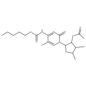 [(2R,3R,4R,5R)-2-[5-Fluoro-2-oxo-4-(pentoxycarbonylamino)pyrimidin-1-yl]-4-hydroxy-5-methyloxolan-3-yl] acetate Structure