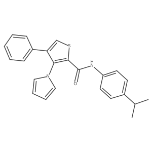 N-(4-isopropylphenyl)-4-phenyl-3-(1H-pyrrol-1-yl)thiophene-2-carboxamide结构式