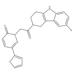 2-[2-(8-fluoro-1,3,4,5-tetrahydro-2H-pyrido[4,3-b]indol-2-yl)-2-oxoethyl]-6-(2-furyl)-3(2H)-pyridazinone结构式
