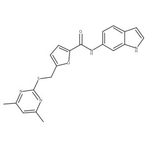 5-{[(4,6-dimethylpyrimidin-2-yl)sulfanyl]methyl}-N-(1H-indol-6-yl)furan-2-carboxamide结构式