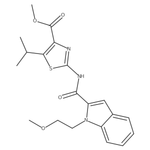 methyl 2-({[1-(2-methoxyethyl)-1H-indol-2-yl]carbonyl}amino)-5-(propan-2-yl)-1,3-thiazole-4-carboxylate结构式