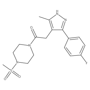 2-[5-(4-fluorophenyl)-3-methyl-1H-pyrazol-4-yl]-1-[4-(methylsulfonyl)piperazin-1-yl]ethanone Structure