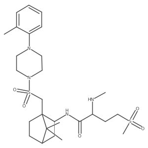 (2S)-N-[(1S,2S,4R)-7,7-dimethyl-1-[[4-(2-methylphenyl)piperazin-1-yl]sulfonylmethyl]-2-bicyclo[2.2.1]heptanyl]-2-(methylamino)-4-methylsulfonylbutanamide结构式