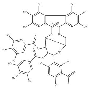 Ethanone, 1-[3-[4,6-O-[(4,4a(2),5,5a(2),6,6a(2)-hexahydroxy[1,1a(2)-biphenyl]-2,2a(2)-diyl)dicarbonyl]-2,3-bis-O-(3,4,5-trihydroxybenzoyl)-I(2)-D-glucopyranosyl]-2,4,6-trihydroxyphenyl]-, (S)-结构式