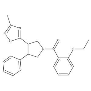 (2-(Ethylthio)phenyl)(3-(3-methyl-1,2,4-oxadiazol-5-yl)-4-phenylpyrrolidin-1-yl)methanone结构式