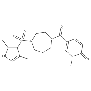 6-(4-((3,5-dimethyl-1H-pyrazol-4-yl)sulfonyl)-1,4-diazepane-1-carbonyl)-2-methylpyridazin-3(2H)-one结构式