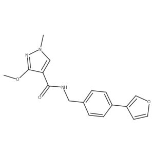 N-(4-(furan-3-yl)benzyl)-3-methoxy-1-methyl-1H-pyrazole-4-carboxamide结构式
