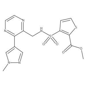 methyl 3-(N-((3-(1-methyl-1H-pyrazol-4-yl)pyrazin-2-yl)methyl)sulfamoyl)thiophene-2-carboxylate结构式