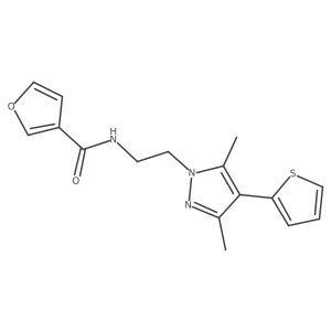 N-(2-(3,5-dimethyl-4-(thiophen-2-yl)-1H-pyrazol-1-yl)ethyl)furan-3-carboxamide结构式