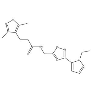 3-(3,5-dimethylisoxazol-4-yl)-N-((3-(1-ethyl-1H-pyrrol-2-yl)-1,2,4-oxadiazol-5-yl)methyl)propanamide Structure