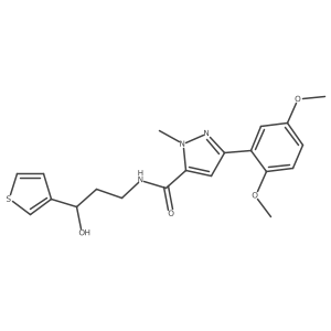 3-(2,5-dimethoxyphenyl)-N-(3-hydroxy-3-(thiophen-3-yl)propyl)-1-methyl-1H-pyrazole-5-carboxamide结构式